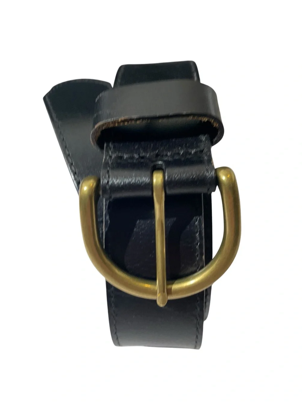 Eddie Bauer Black Pebbled Leather Jeans Belt Sz XXL Wide Brass Buckle 41